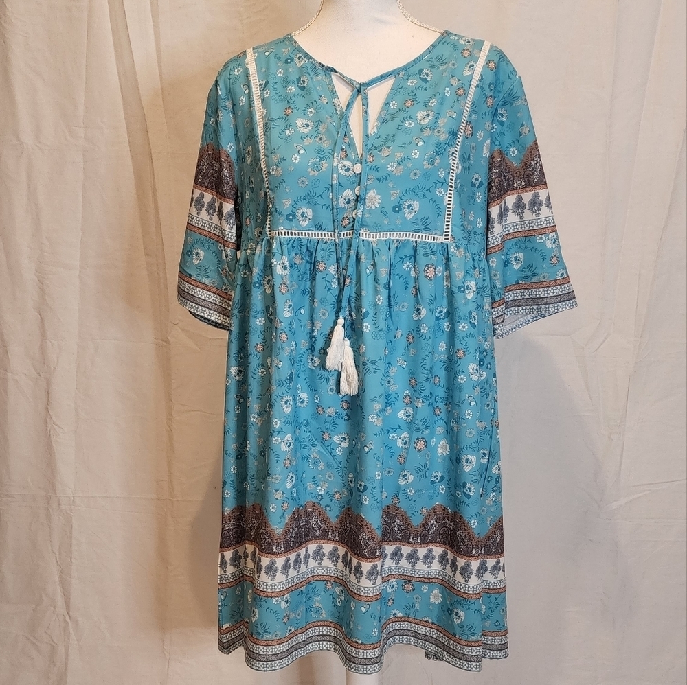 Boheltz Women's V-neck Boho Dress - Picture 1 of 12